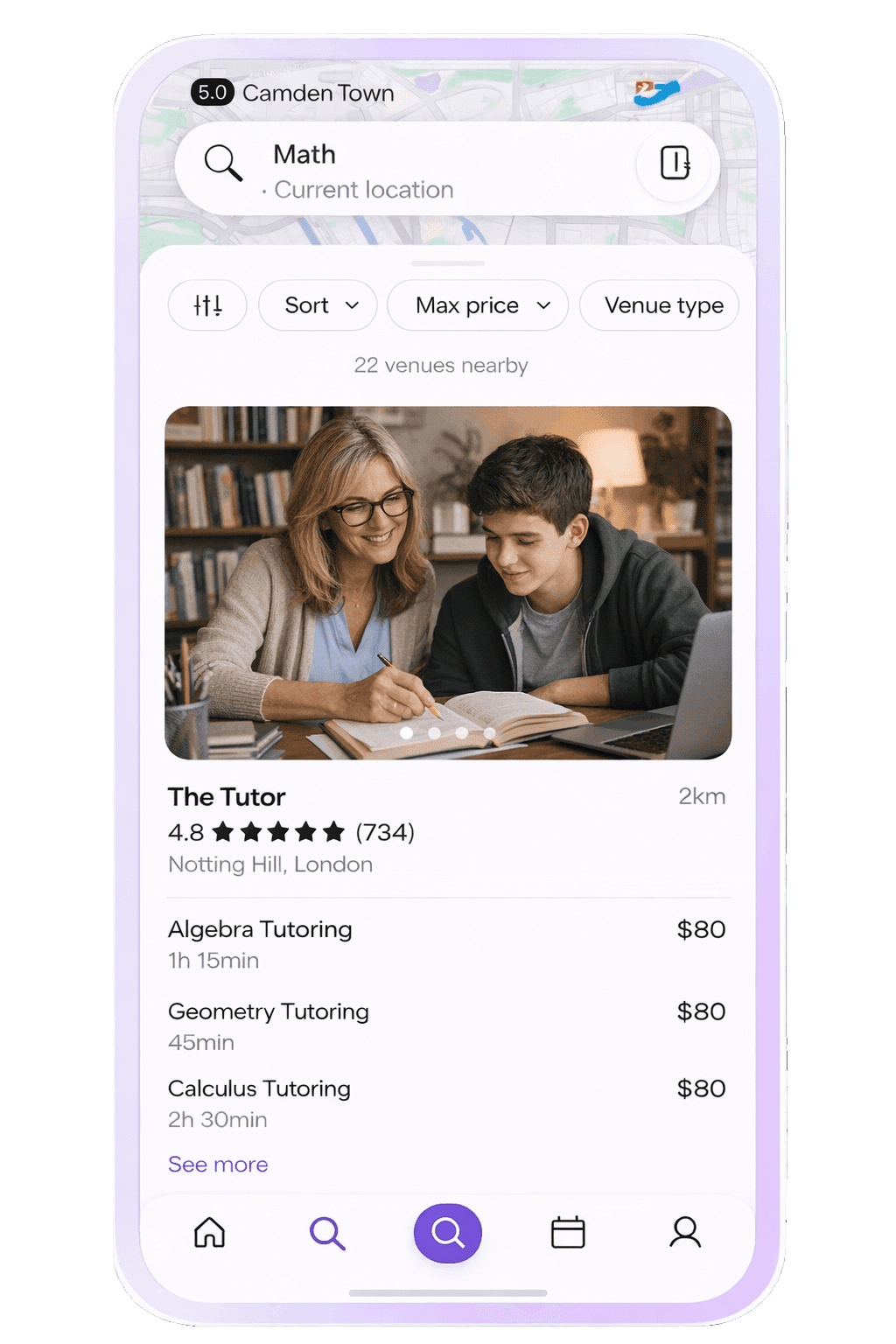 Bookme app screen - Set Up Your Tutor Profile