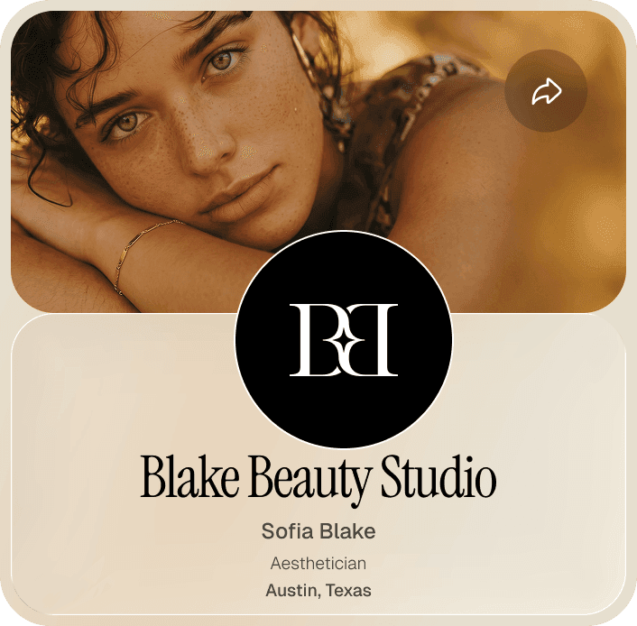 AI-generated booking profile for a beauty studio