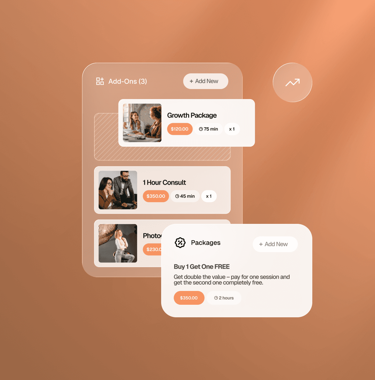 Add-ons and packages with multi-session deals