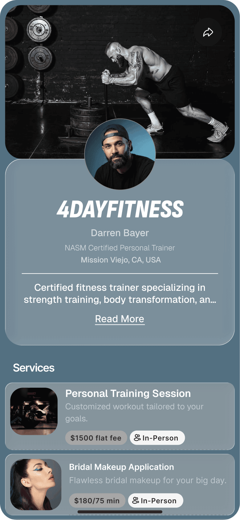 Bookme profile preview