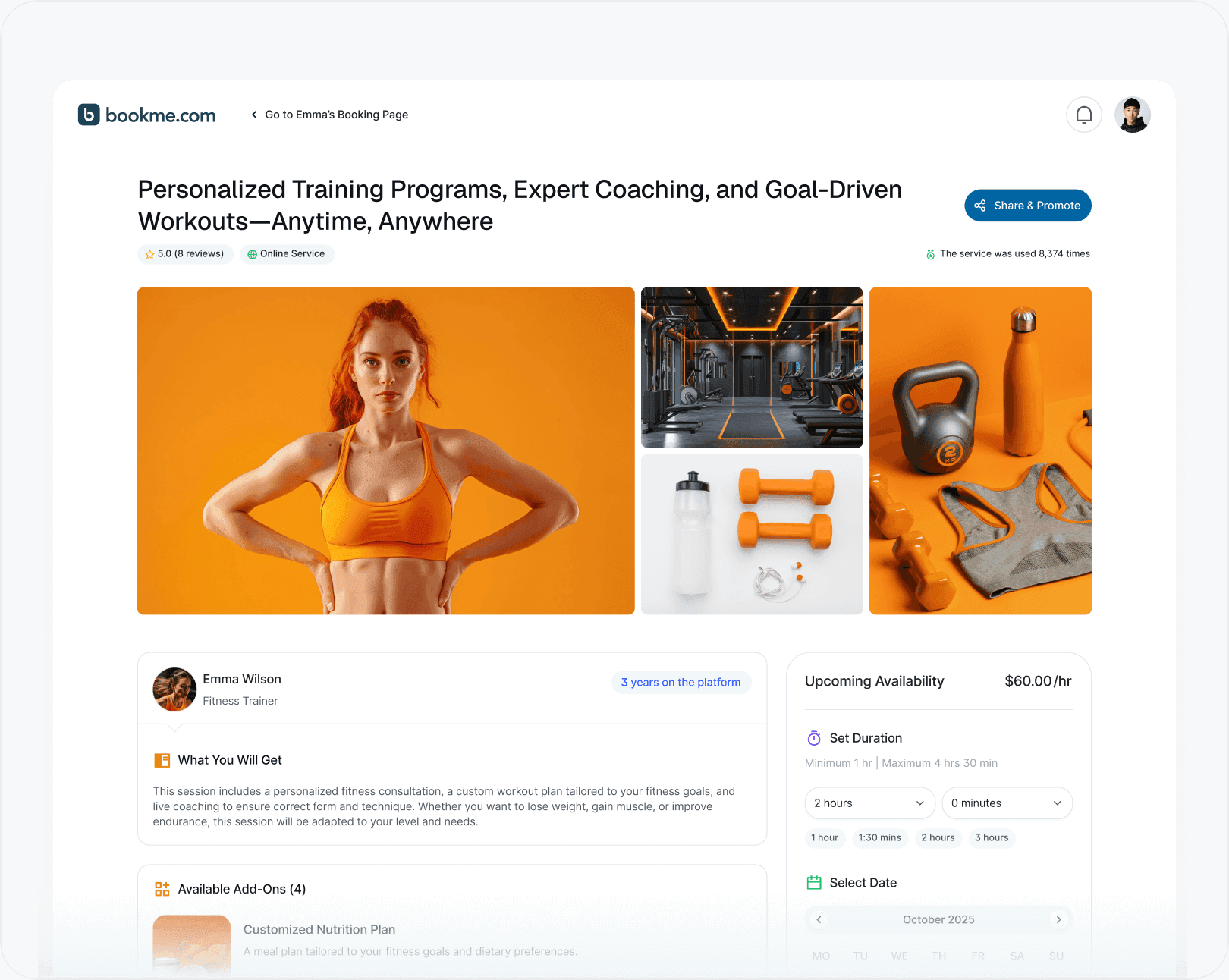Profile & Booking Pages