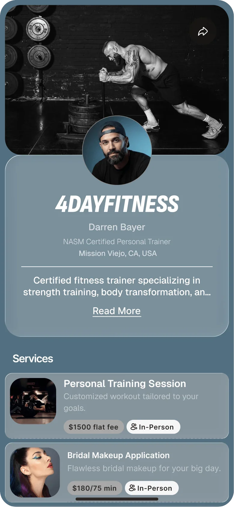 Bookme profile preview